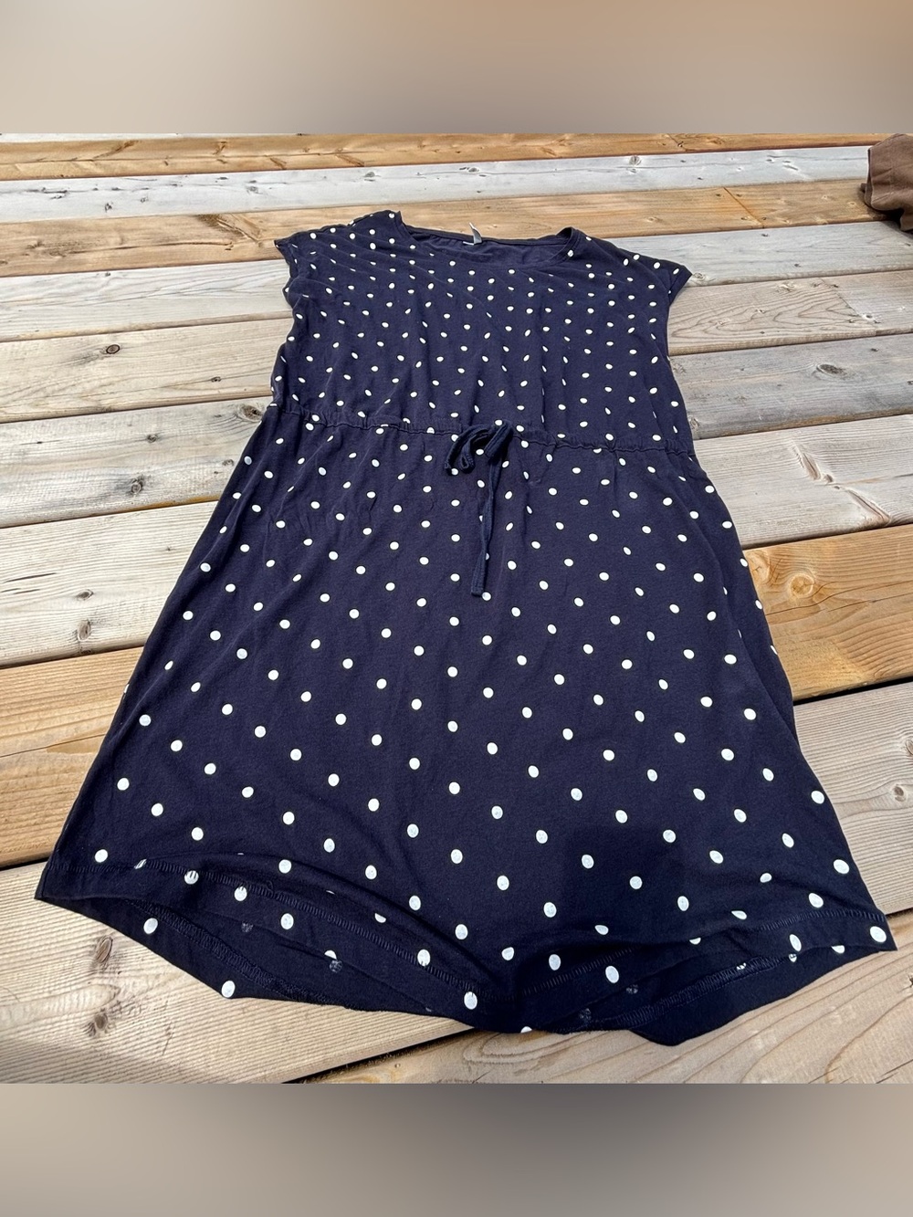 Navy Polka Dot Drawstring shirt dress by Only